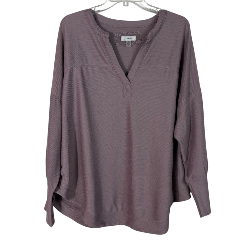 Cupio Lilac Purple-Pink V-Neck Relaxed Fit Knit Blouse Top Plus Size 2X Casual